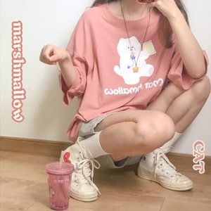 Lady Girl Cute Bunny Cat T-shirt Top Kawaii